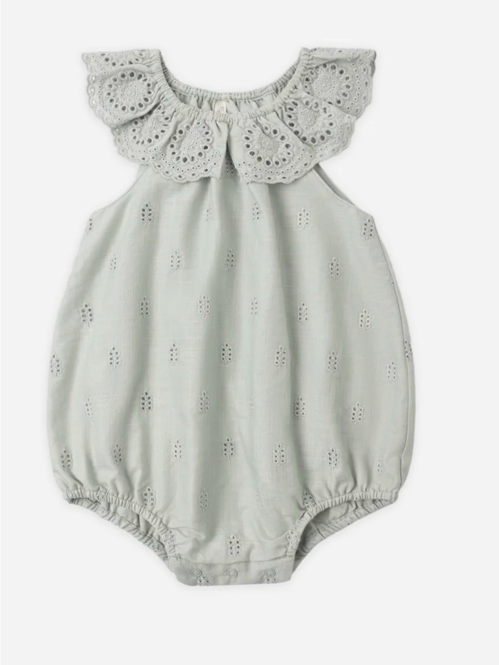 Rylee + Cru Seafoam Eyelet Ruffle Romper